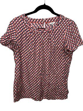 Boden Silk Blend Geometric Print Short Sleeve Blouse Top Small